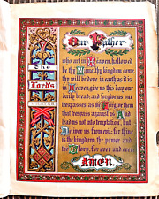 Holy Antique rare Wall Page, 150 Year Old, Original,Religious, Holy Bible Prayer picture