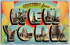 New York City - Large Letter - Greetings - Vintage Postcard - Posted 1941 picture