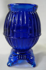 Vintage Colbalt Blue Glass Pot Belly Stove Glass Toothpick Holder picture