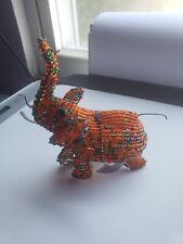 African Wire & Bead Elephant Beaded Animal Sculpture Figure Made In Africa picture