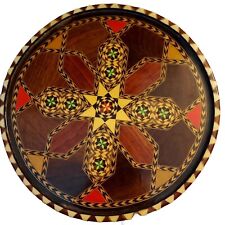 VTG Inlaid Wood Laminated Geometric Marquetry Spanish Folk Art Tray 11½