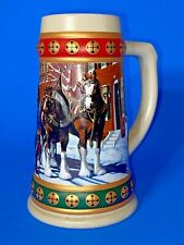 Vintage 1993 Anheuser Busch Budweiser Holiday Beer Stein Mug Cup Clydesdales picture