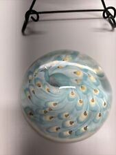 KAREN ADAMS DESIGNS Peacock Glass Paperweight  Dome picture