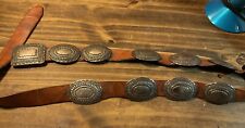 Vintage Women’s Native American Sterling Silver Concho Leather Belt 42” picture
