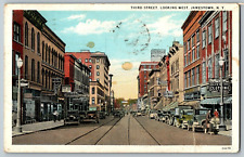 Jamestown, New York - Third Street, Looking West - Vintage Postcard - Posted picture