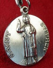 Carmelite Nun’s Saint Stephen Martyr Heavenly Worn 7 gr Sterling Rosary Medal picture