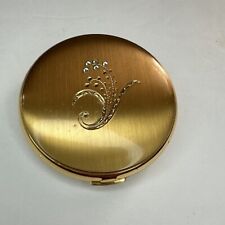 VNTG Emrich Gold Floral Art Deco Makeup Compact Mirror - Made in Germany picture