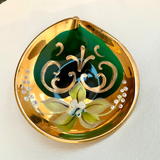 Vintage Italy Venetian Green Glass Gilt Dish picture