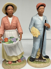 HOMCO HOME INTERIORS Lot of 2 Figurines Man & Woman Harvesting Basket & Rake picture