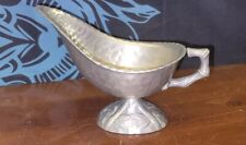 VINTAGE Everlast Bamboo Accent Hammered Formed Aluminum Gravy Boat Or Creamer picture