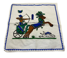 Vintage Cotton Napkin Egyptian Chariot Horse Archer Egyptian Revival 13 X 13