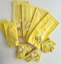 HUGE Lot Of 13 Vintage Fieldcrest Towel Yellow Daisy 60s 70s Flower Power picture