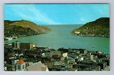 St John-Newfoundland, Aerial Of Harbor Basilica Tower, Antique Vintage Postcard picture