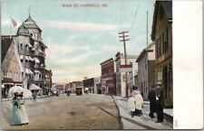 c1900s FAIRFIELD, Maine Postcard MAIN STREET Downtown Scene / Undivided Back picture