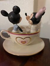 Lenox Disney Mickey's Tea Cup Twirl Porcelain Figurine Mickey Minnie Mouse Box  picture