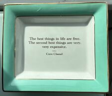 Coco Chanel Repartee Jewelry Tray, Teal and White, Porcelain, 7