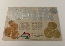 Embossed coinage national flag & coins vintage postcard currency  Netherlands picture