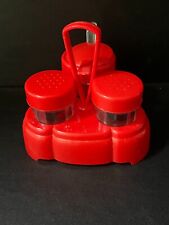 Vtg Red Plastic 3 Piece Condiment Caddy Holder picture