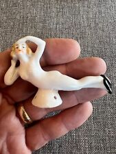 Antique/VTG Porcelain Pincushion Topper w Risqué lounging Naked Lady picture