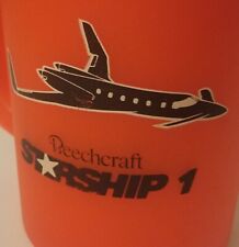 AP Beechcraft Starship 1 Plastic Coffee Mug Beech Vintage 1990's Wichita Orange. picture