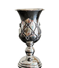 Vintage Judaica Sterling Silver Ornate Jewish Kiddush Cup Marked  ST925 picture