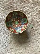 Vintage Floral Indian Cloisonné Brass Bowl from India 4.75