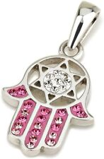 Hamsa Pendant in Sterling Silver With magen david Crystals Gemstones + Necklace picture