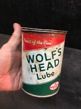 Vintage Wolf’s Head Lube Grease 1 LB Can -Gas Station Advertising Can Empty picture
