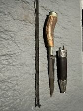 Original Linder-Messer Weidmannsheil Fixed Blade Hunting Knife W/Fork & sheath picture