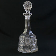 Vintage Heavy Cut Glass Crystal Wine Decanter With Stopper 12.5in Tall Decor picture