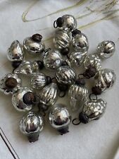 20 Vintage Kugel Style silver Mercury Glass Christmas Ornaments 1.25