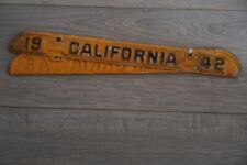 Vtg Original Matching Numbers Pair 1942 California License Plate Tags Tab Topper picture