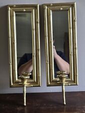 Set Of 2 VTG Burwood Mirrored Gold Wall Hanging 1 Arm Sconces Candle Holders picture