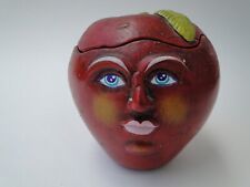 Anthropomorphic Mexican Folk Art Ceramic Apple Pottery Candle Signed A.G.P. picture