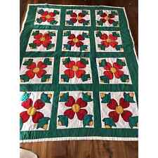 Vintage Hand Made Quilt Rose of Sharon 76 x 60 ½ picture