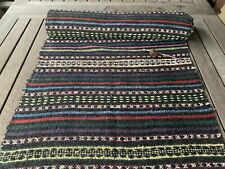 Handwoven Hemp Fabric Antique European Textile Striped Rug Upholstery 3.2 yd. picture
