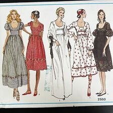 Vintage 1970s Vogue 2553 Basic Boho Cottagecore Dress Sewing Pattern 12 XS CUT picture