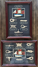 VTG Sailor Knots Shadow Box Ship Knot Board 10x14/14x10 framed nautical set of 2 picture