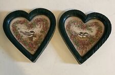 Vintage Green 80’s Homco Home Interior Heart Framed Birds Wall Decor picture