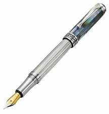 Xezo Handcrafted Maestro 925 Sterling Silver Black Mother of Pearl Fountain Pen picture