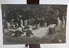 Vintage Real Photo Postcard Unmailed Undivided Back Many Men w Hats around White picture