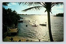 Paget Bermuda Water Skiing Scenic Ocean Sunset Chrome Cancel WOB Postcard picture