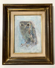 Painting Tomoki Hanyu Owl Child Signed Framed Antique Art Painting Japan picture