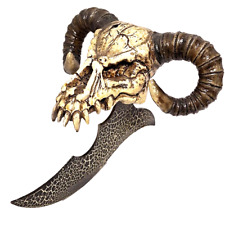Fantasy Knife Ram Skull and Horns Handle 8 Inch Blade picture