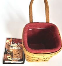Longaberger Classic Holiday Basket VTG Leather Strap 1999 Cloth & Plastic Liners picture