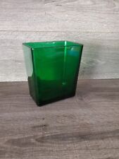 Vtg Napco Rectangular Emeral Forest Green Glass Vase Or Planter 1166 picture