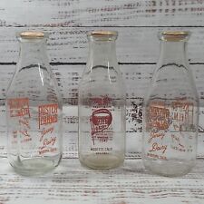 Lot Of 3 Vintage College Dairy Jersey Dairy Milk Bottles W/ Caps Modesto Ca Rare picture