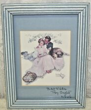 Small Framed Norman Rockwell Print Victorian Lovers Dated 1991 picture
