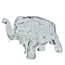 Vintage 1930s Co-Operative Flint Glass Co. Clear Elephant Figural Covered Box picture
