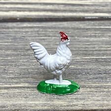 Vintage White Chicken Hen Green Base Plastic Figure 1” Made in Hong Kong picture